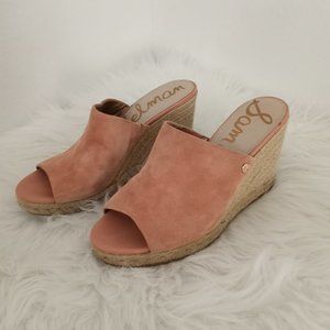 Sam Edelma Pink Espadrilles Wedge Bonnie Mules 9.5